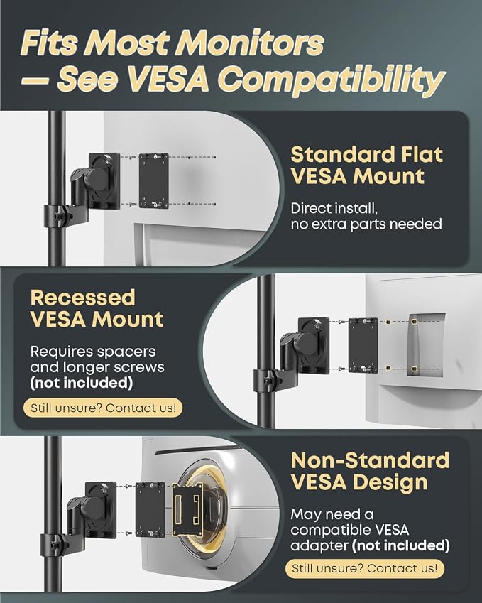 Dual Monitor-Arm Ultrawide Heavy Duty - 24-57 inch Vertical Dual Monitor Mount, Adjustable Stacked Double Monitor Desk Mount Stand, Max Load 59.4 lbs (per Arm), VESA 75/100 mm, Black
