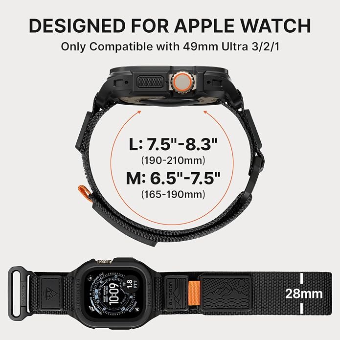 Bandletic Rugged Case with Band Compatible with Apple Watch 49mm(Ultra 3/2/1),46mm(Series 11/10), 45mm(Seriess 9/8/7),44mm(SE3/SE2/SE/6/5/4), Protective Cover Sport Accessories for iWatch Men