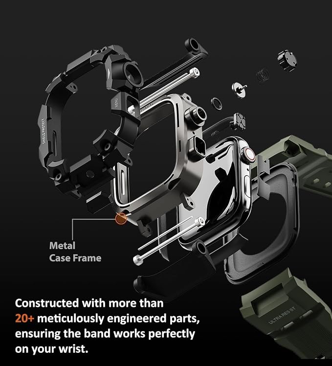 ULTIMAL Rugged Case with Band for Apple Watch 46mm,Compatible with Apple Watch Series 11/10, Military Grade Shockproof Bumper Cover for iWatch Tactical Band Men (Army Green, 46mm)