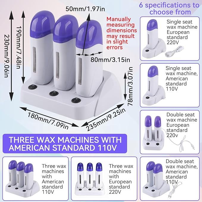 Wax Warmer for Hair Removal, Professional Abs Roll on Wax Heater Waxing Body Hair Removal Hot Wax Machine for Hand, Foot, Elbow, Arm, Leg, Armpit and Bikini Line Easily