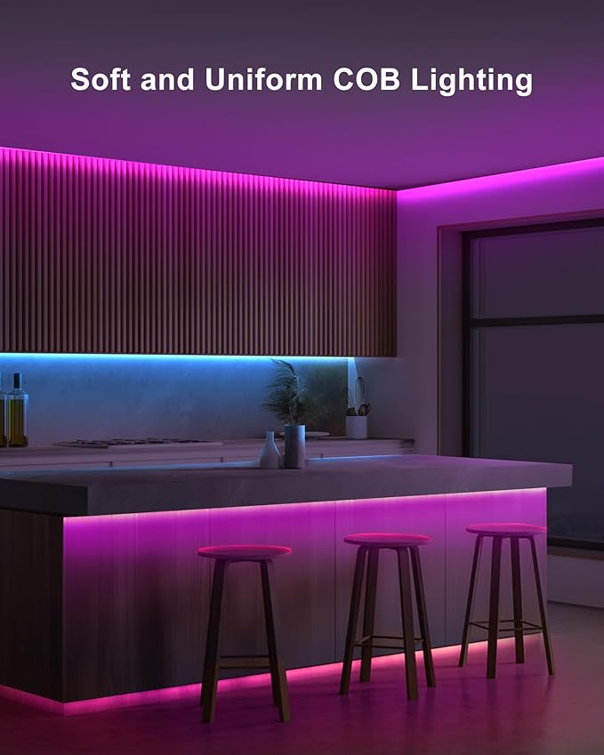 Tatazone 32.8ft Bluetooth RGB COB Led Strip Lights with Remote, Dimmable Smart App Led COB Light Strip, Color Changing Music Sync, Indoor RGB Led Lights for Bedroom, Home Decor, Party