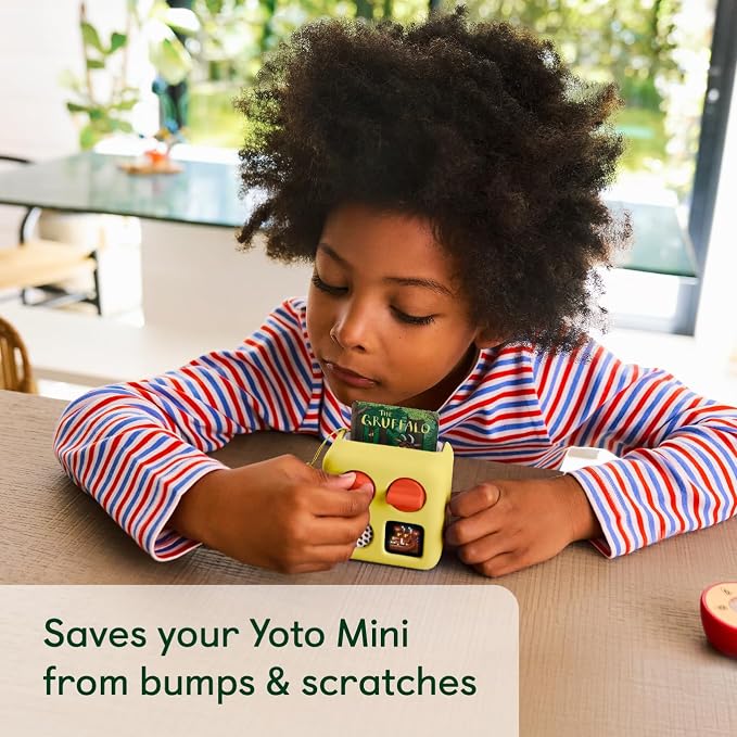 YOTO Mini (2024 Edition) + Adventure Jacket in Sweetcorn (Green) Bundle - All-in-1 Travel Device for Stories Music Podcast Radio White Noise Ok-to-Wake Alarm Clock, Use as Speaker or with Headphones