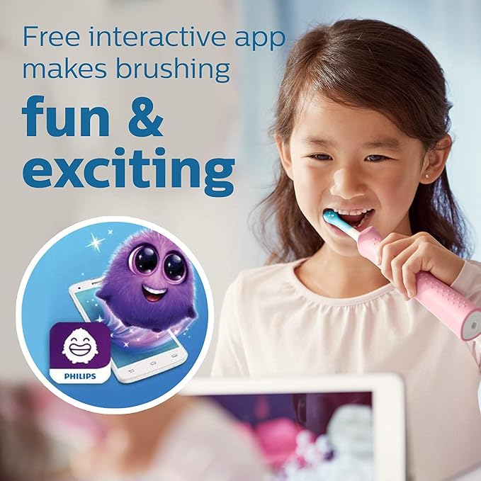 Philips Sonicare for Kids 3+ Bluetooth Connected Rechargeable Electric Power Toothbrushes, Interactive for Better Brushing
