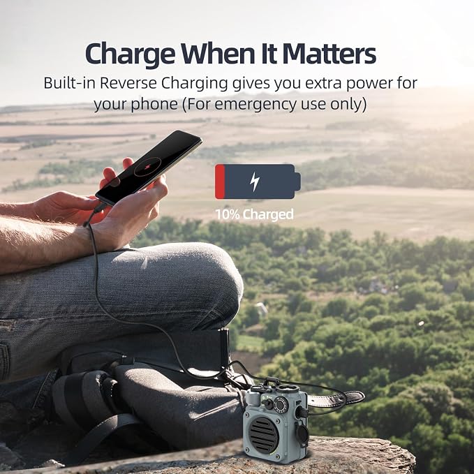 Muzen Upgraded Wild Mini 3.0 Outdoor Portable Wireless Bluetooth Speaker with FM Radio, Phone Charger/15H Playtime/IPX5 Waterproof/3 Mode Flashlight, Rugged Gear for Man Camping/Hiking/Travel(Gray)