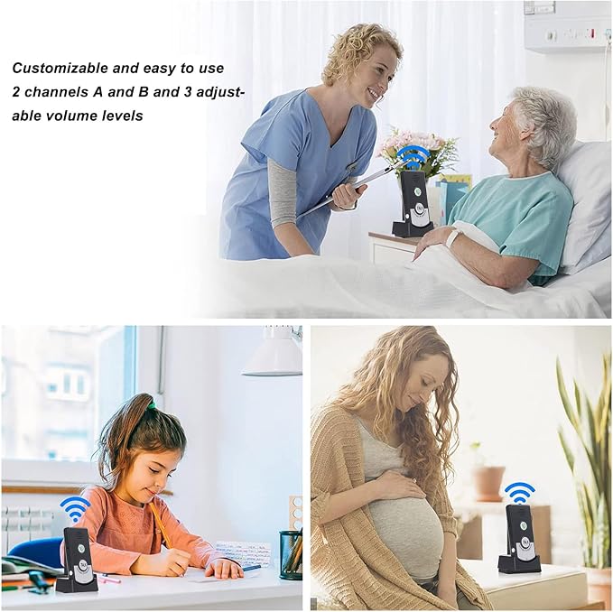 2 Way Talk Voice Intercom Doorbell Long Range Home Caregiver Pager System Indoor Outdoor Black