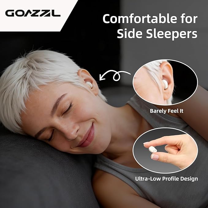Sleep Earbuds for Side Sleepers,Mini Invisible Wireless Earbuds for Small Ear Canals,Bluetooth 5.4, 40H Battery,Noise Blocking,Waterproof,LED Power Display,Tiny Earbuds for Work,Sleep（Beige）