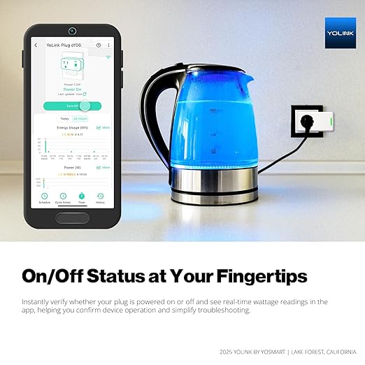 YoLink Plug Mini, Ultra-Compact Smart Outlet with Over-Temperature Protection & Precision Scheduling, 1/4 Mile LoRa Range, Alexa, Google Assistant Integration, Hub Included