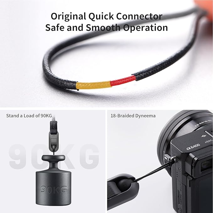 PGYTECH Camera Shoulder Strap Air for Mirrorless Quick Release Camera Strap Leather-like Surface with Braided Ropes Adjustable Neck Strap Light for Sony ZV-E10 for Canon G7 X, Vibrant Orange