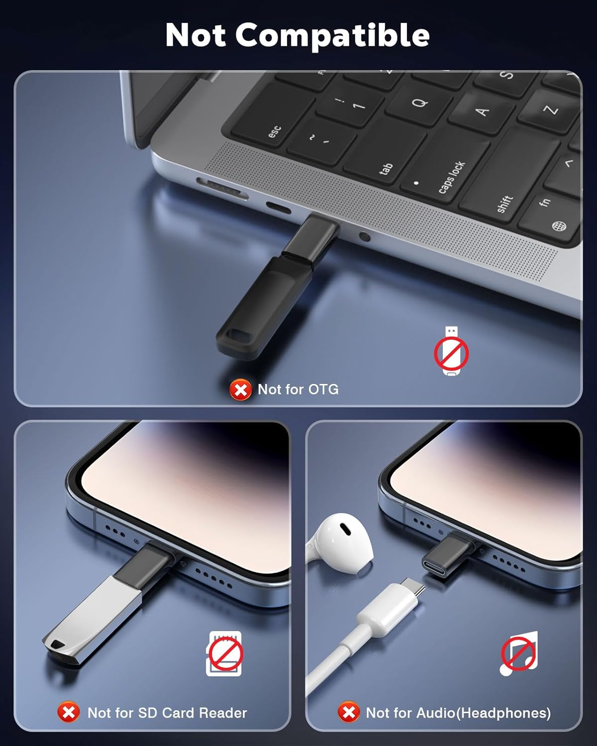 MoKo USB C to Lightning Adapter, Not for Audio/OTG, Lightning Male to USB C Female Adapter for iPhone 14/13/12/11/X Series, iPad/AirPods, Support Charging & Data Sync, with Anti-Lost Loop, Black