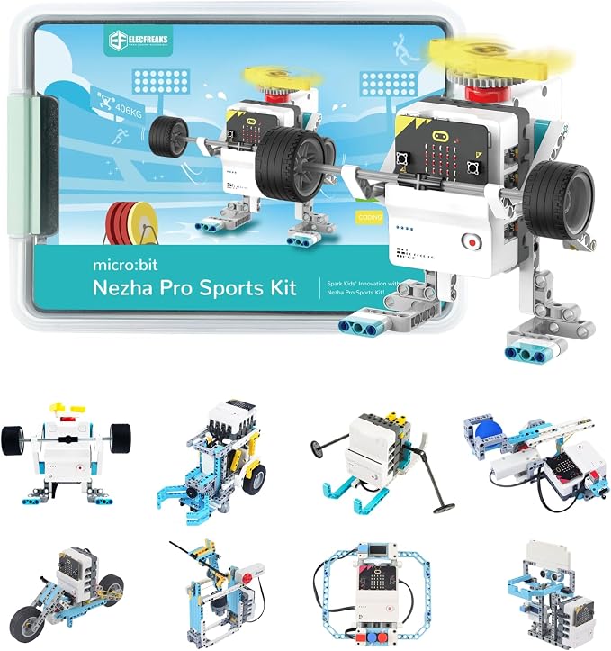 ELECFREAKS Micro:bit Sport Kit with Nezha Pro Expansion Board 11+ Learning Projects,microbit Planet X Sensors Starter Kit with Closed Loop Motor(Without Micro:bit)