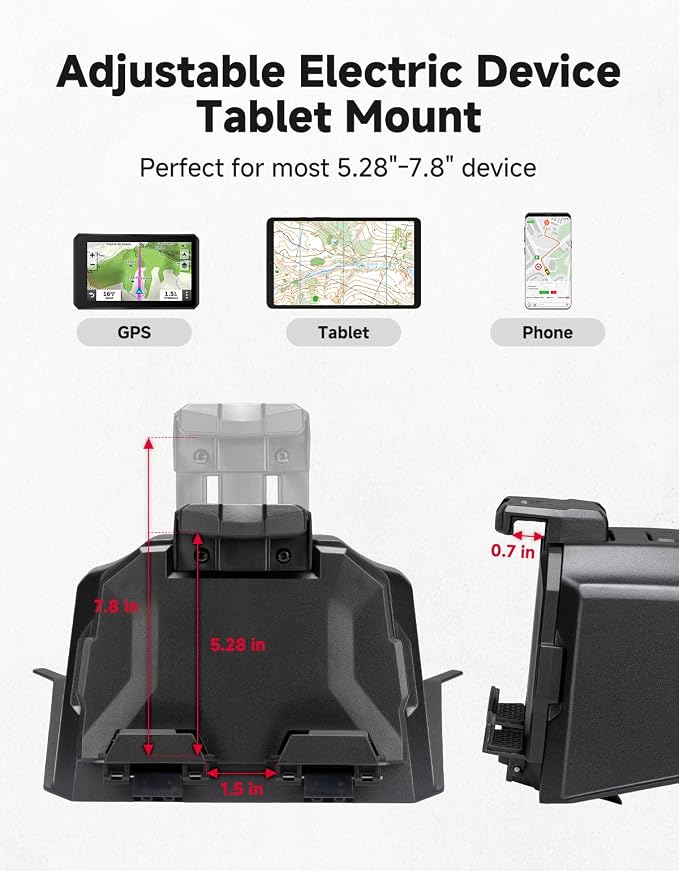 KEMIMOTO Tablet Mount Storage Box Electric Device GPS Mount | Compatible with 2023+ CFMOTO ZForce 950 Sport & Trail / ZForce 800 Trail G2 Phone Holder Adjustable Navigation Tablet Holder