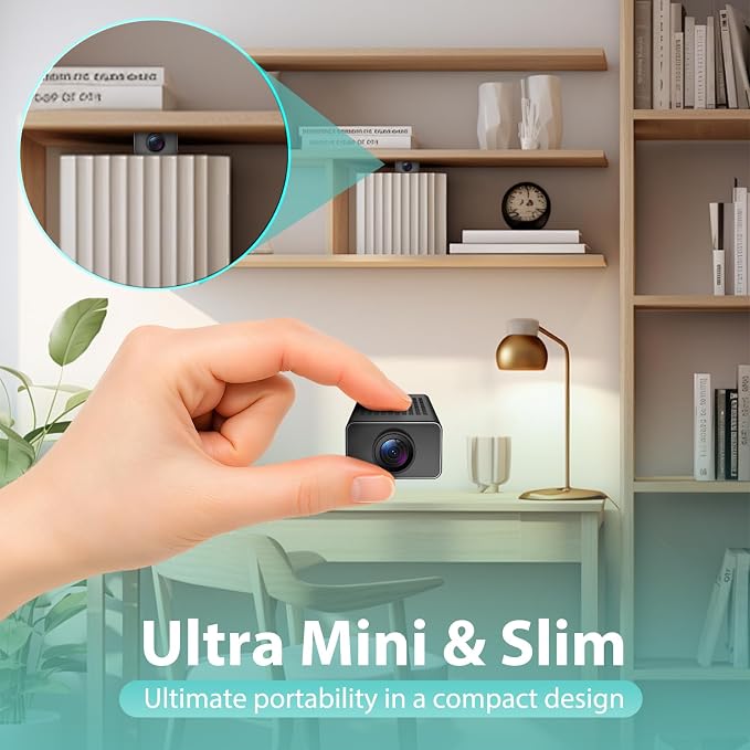 Mini Camera, PIR Nanny Cam for Home | Motion Detection Without WiFi, Free 1-Year Cloud Storage, 4K HD Day & Night Recording Smart Mini Camera for Home/Baby/Pet (1, USB) (Black)