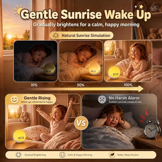 MuGo Baby Sound Machine – 44 Soothing Sounds, Sunrise Alarm Clock, White Noise Machine for Sleeping, 10-Color Night Light with App & Timer, Portable Sleep Aid –Ideal Gift for Home, Nursery (USB)
