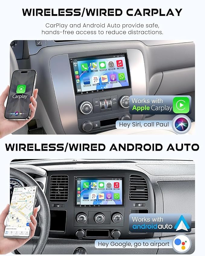 6G+128G 8-core Car Radio for 2007-2012 Chevrolet Chevy Silverado Impala, GMC Sierra Acadia Enclave Yukon, Buick 8" IPS Touch Screen Car Stereo with GPS, CarPlay/Android Auto, Backup Camera/DSP/SWC