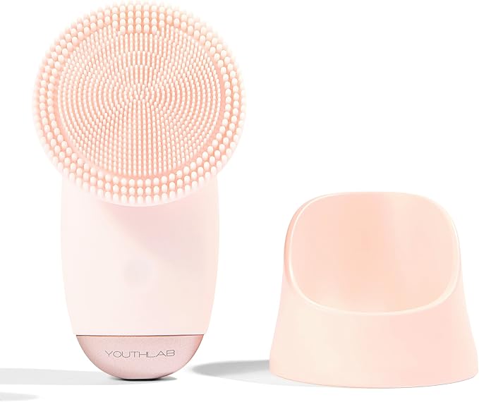 SoniGlow Silicone Face Scrubber/Facial Cleansing Brush – Electric Vibrating Skincare Scrubber Tool for Deep Pore Cleansing, Gentle Massage, Makeup Removal, Waterproof and Rechargeable (Pink)