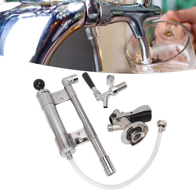 Stainless Steel Beer Tap Hand Pump for Kegs - Portable 8 Inch Draft Dispenser with Reusable Design for Home Party Camping Picnic Outdoor Events(Type A)