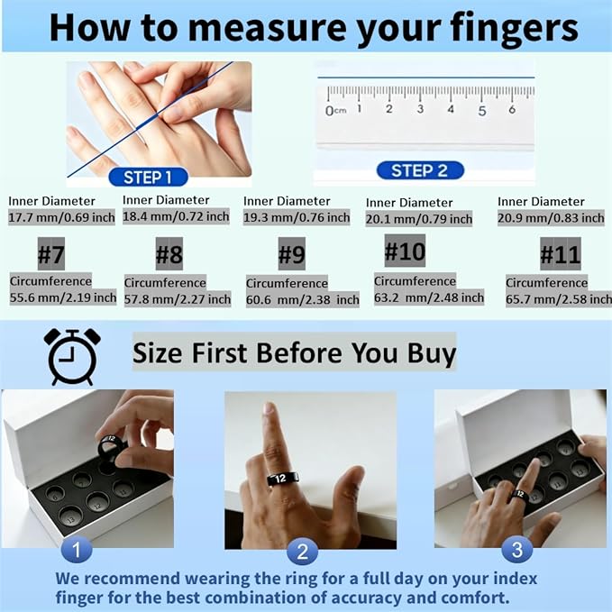 XUV Smart Health Ring for MenWomen, Waterproof Fitness Tracker Ring with Heart Rate, Blood Oxygen, Sleep, Step Counting, Vibration Alerts Smart Ring, No APP Fee for iOS & Android (Silver, 9)
