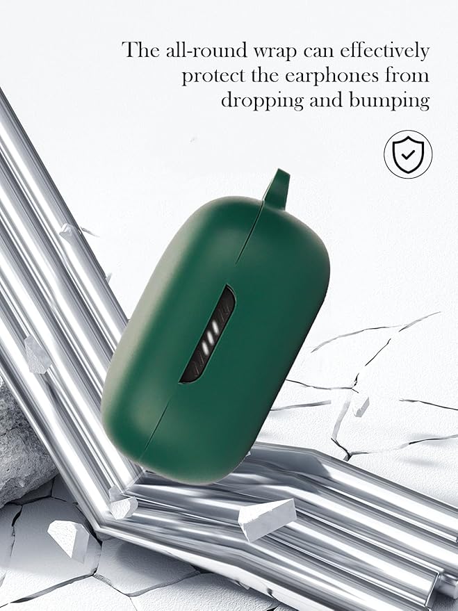 Case for JBL Live Pro 2 - True Wireless Noise Cancelling Earbuds,Soft Protective,Shockproof, BOVUGAC Silicone Case Cover with Keychain & Cleaning Kit & Lanyard-Green