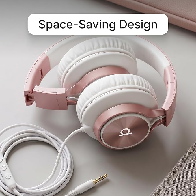 Artix® CL750 Premium Wired On Ear Headphones with Microphone, Comfortable Noise Isolating Foldable Design, 3.5mm Aux Headphone for Laptop, PC, Mobile, Tablet, Adults, Men, Women, Kids, Boys and Girls