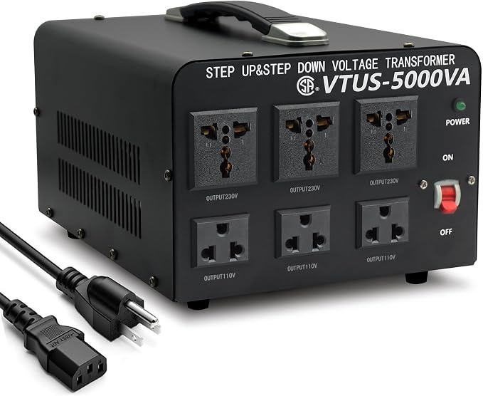 Cantonape 5000 Watt Voltage Converter Transformer - Heavy Duty Step Up/Down Convert from 110-120 Volt to 220-240 Volt and from 220-240 Volt to 110-120 Volt - Circuit Breaker Protection