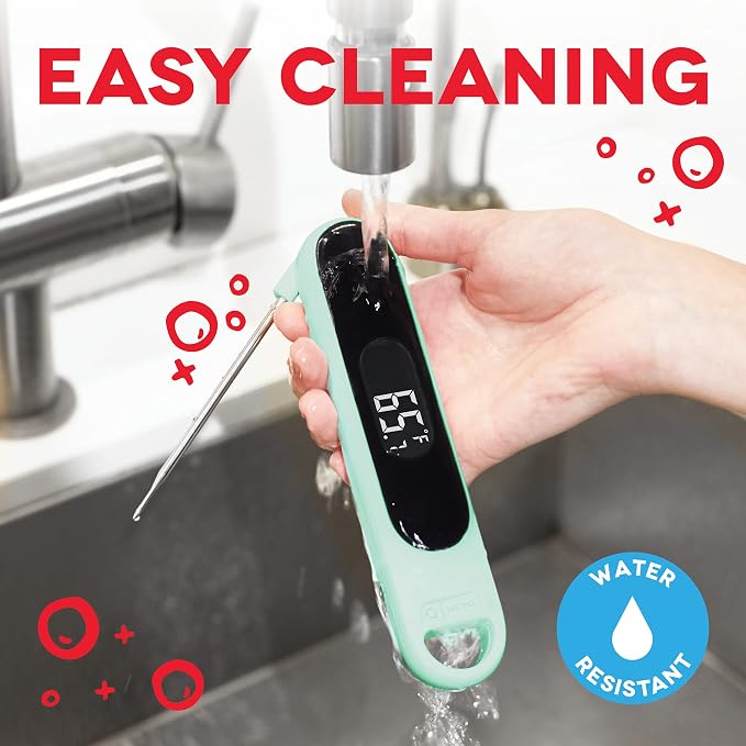 Dash Precision Quick-Read Thermometer - Meat Temperature Probe with LCD Display for Fast, Accurate Cooking and Baking - Water Resistant and Easy to Clean - Aqua