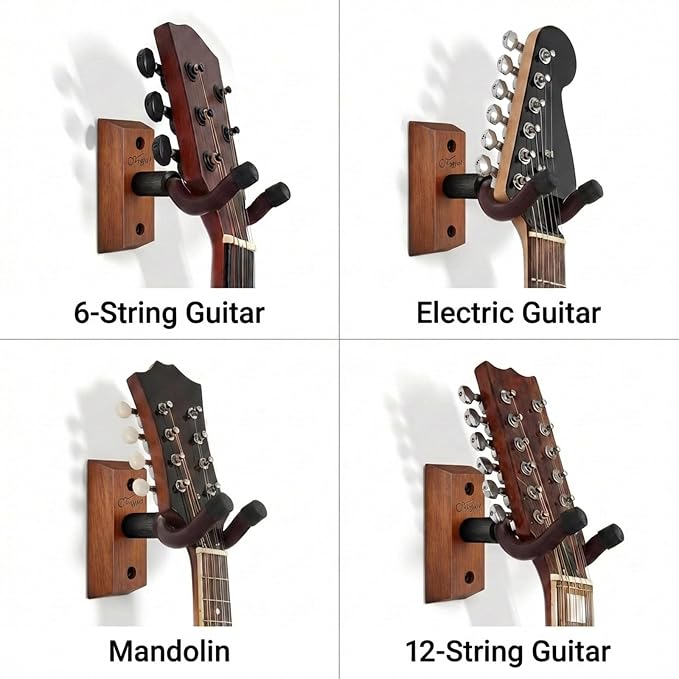 SNIGJAT Guitar Wall Mount 2 Pack, Wood Guitar Hanger Wall Hook with Screws, Guitar Stand Wall Mount Holder for Acoustic Guitar, Banjo, Bass,Guitar Accessories Gifts for Guitar Players