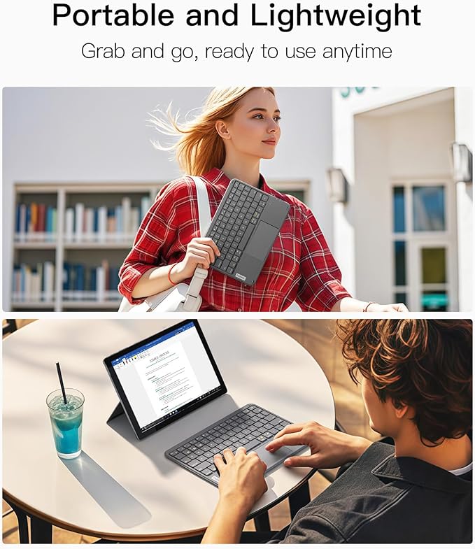 Inateck Bluetooth Keyboard with Touchpad, Ultra Slim and Portable Wireless QWERTY Keyboard, Compatible with Windows and iPad OS, KB01105