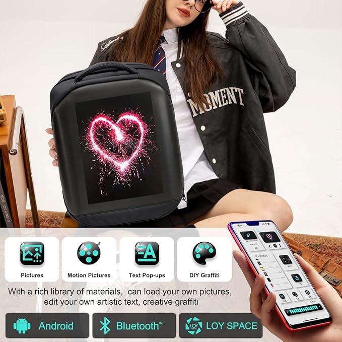 LED Backpack,16 Inch Programmable Screen Laptop Backpack | App Control,Waterproof led bag, Travel, Cycling,Motorcycle Backpack,Venues support,Hit The Street
