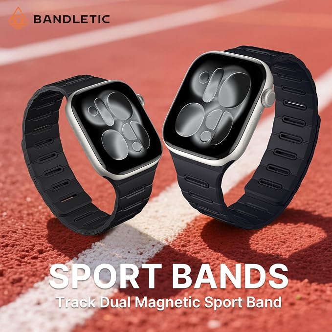 Bandletic Silicone Watch Bands Compatible with Apple Watch Series 11 Band, Breathable Double Sided Wearable Magnetic Strap for iWatch Series 10 (42mm),9 8 7 (41mm),SE3 SE2 SE 6 5 4 (40mm),3 2 1(38mm)