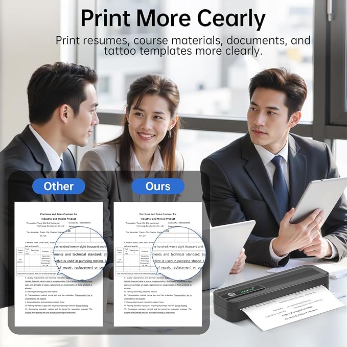 NETUM P801X Portable Thermal Printer, Wireless Bluetooth & Inkless, Smudge Free Printing, Supports 8.5"x11" US Letter & A4, for iOS, Android & PC, Home Office, Travel, Mobile Printing, Black