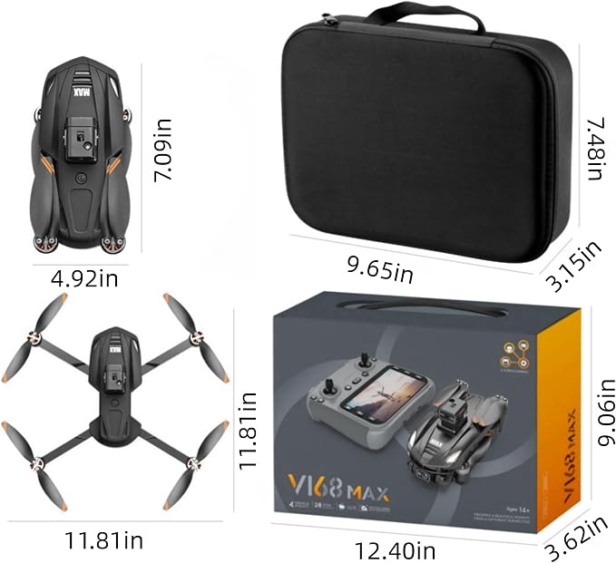 GPS Drone with 4K Camera, 4.5" LCD Display Screen Controller- 3,280ft RC Range, Auto return, Follow Me, Go Home, Gesture Control, One Key Takeoff/Landing, Altitude Hold,led Light, Professional Quadcopter for Aerial Photography Control and Video Recordi...