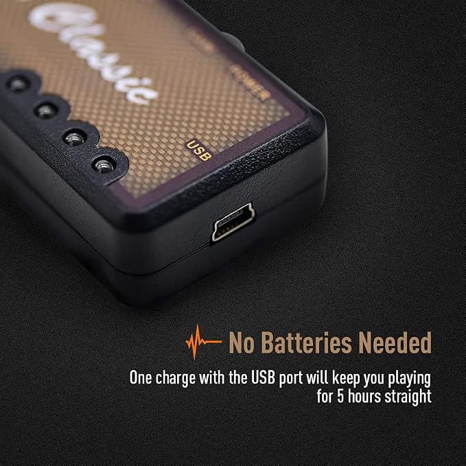 SONICAKE Guitar Headphone Amp Mini Guitar Headphone Amplifier US Classic Rechargeable Plug-in Pocket Overdrive Reverb Effects for Home Silent Practice
