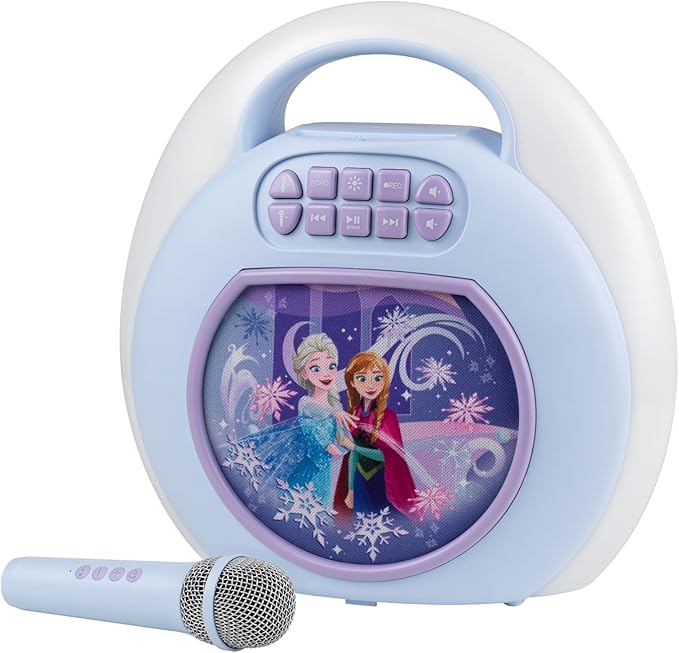 Disney Frozen Karaoke Machine for Kids, Bluetooth Speaker with Wireless Microphone, Designed for Fans of Frozen Toys