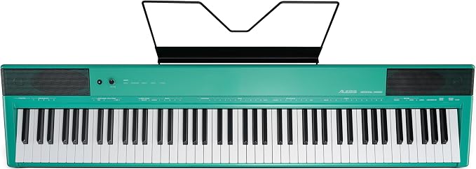 Alesis Recital Home Digital Piano with 88 Hammer Action Weighted Keys, Stand, Pedals and Lessons, Turquoise