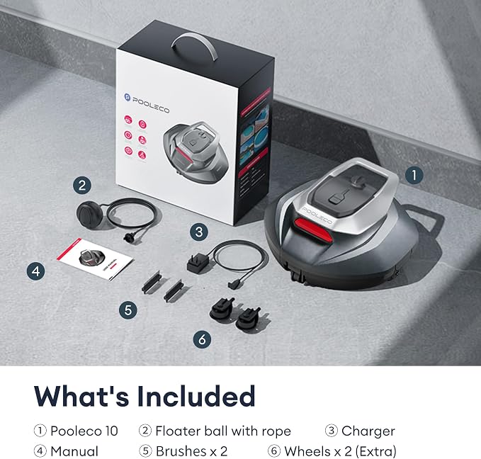 Robotic Pool Cleaner, Pool Vacuum for Above & In-Ground Pool, Dual-Motor Suction, 90Mins Runtime Automatic Self-Parking, 2.5h Fast Charging, Up to 850 Sq.ft, Pooleco S110