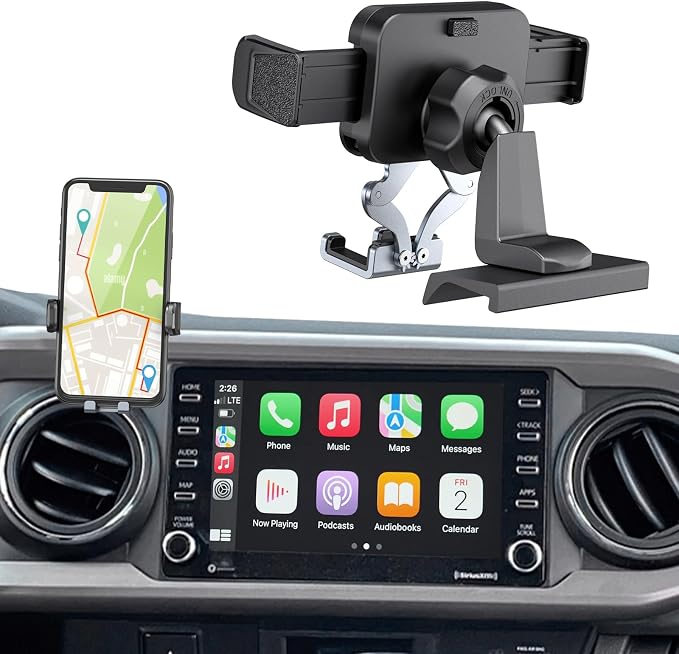 Upgraded Car Phone Holder for Toyota Tacoma 2016 2017 2018 2019 2020 2021 2022 2023, 3rd Gen Tacoma Dashboard Clip Cell Phone Cradles Adjustable Phone Stand Phone Mount Fit for Most Smartphone