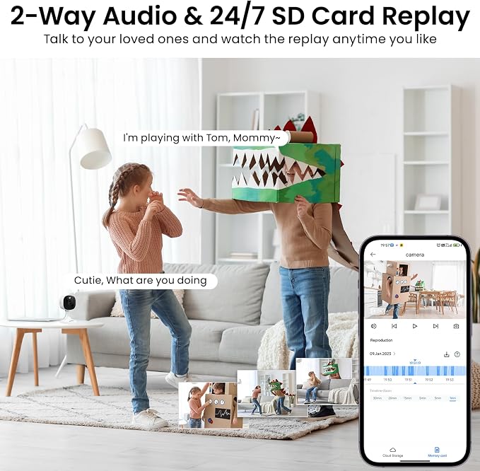 AOQEE 2K Cameras for Home Security-Outdoor/Indoor Camera for Dog/Cat/Pet/Nanny/Baby/Elderly, Color Night Vision, White Light, Siren, 24/7 SD Recordings, Works with Alexa, Plug in (C1-White-4pack-2.4G)
