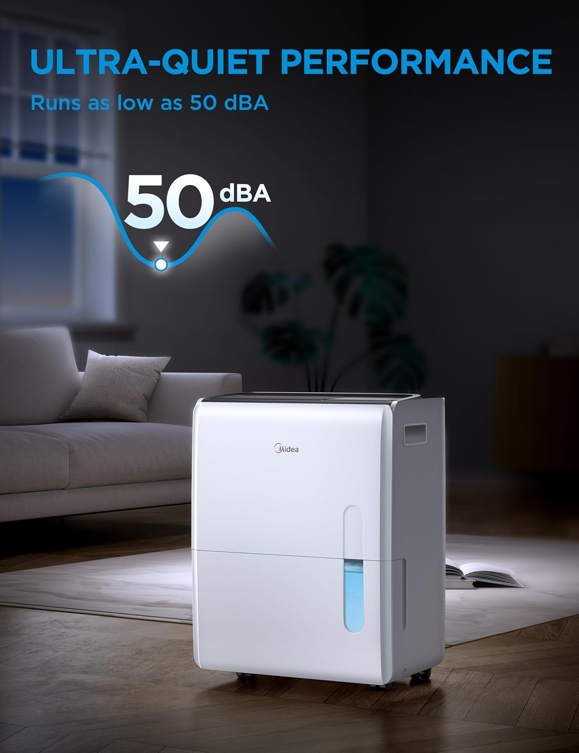 Midea 5,500 Sq. Ft Dehumidifier for Basement, 60 Pint dehumidifier with pump, APP & Alexa Smart Control, 2.64 Gallon Water Tank, Intelligent Humidity Control, Ideal for Home, Basement, Garage
