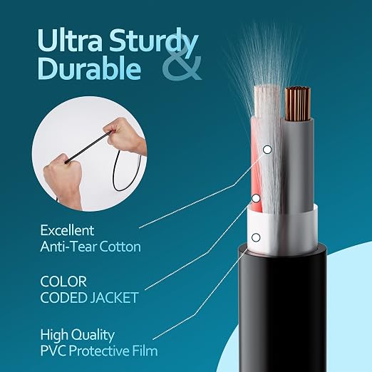 Elecan Pro Series 16/2 Outdoor Speaker Wire Cable 50 Ft 16 Gauge AWG with Tool Kits-Direct Burial in Wall CL3 CL2 Rated-PVC Jacket&Film&Cotton for Home Theater,Car Audio Speaker,Stereos-Black
