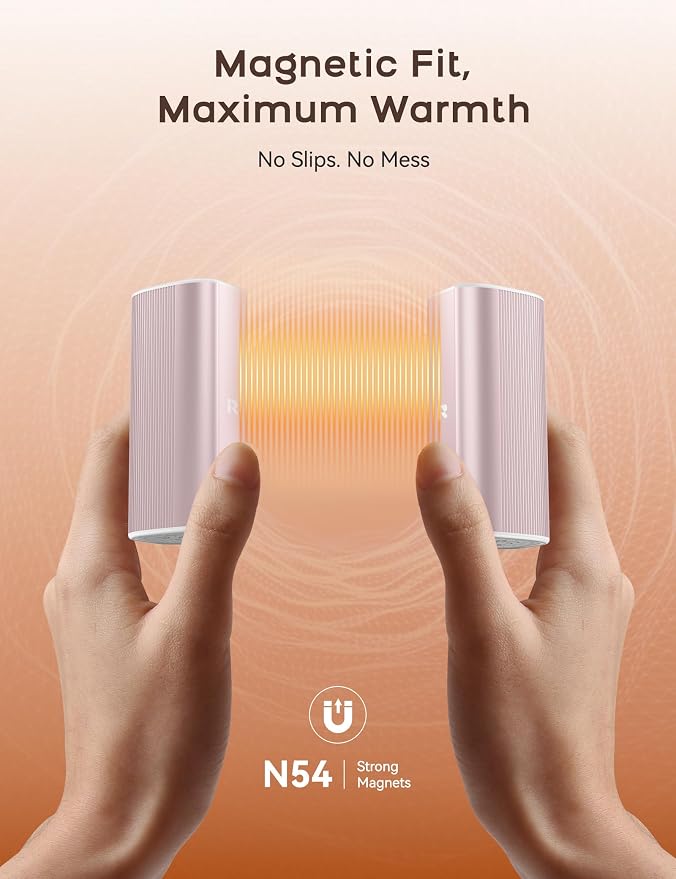 RORRY Hand Warmers Rechargeable 2 Pack, 10000mAh 360° Heating Magnetic Electric Hand Warmer, 24Hrs Warmth Portable Reusable Pocket Heater for Camping Hunting Gifts for Men Women