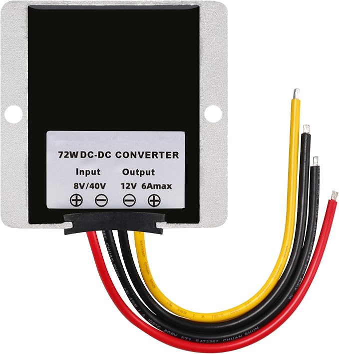 DC Converter 8V-40V to 12V 6A 72W, Step Down Step Up Converter Voltage Regulator, Power Adapter Voltage Booster, Reducer Waterproof Module Transformer for Golf Cart Club Car Truck Vehicle