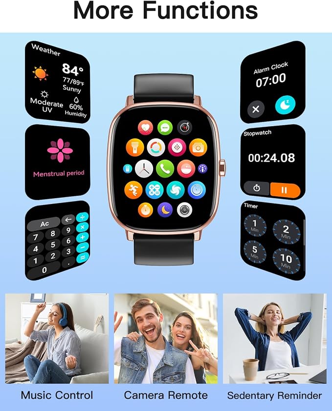 Smart Watches for Men Women with GPS Built-in, Answer/Make Calls, 1.95" Smartwatch for iPhone/Android Phones, Fitness Watch with Heart Rate/Sleep Monitor 100+ Sports Modes Waterproof (Black/Gold)
