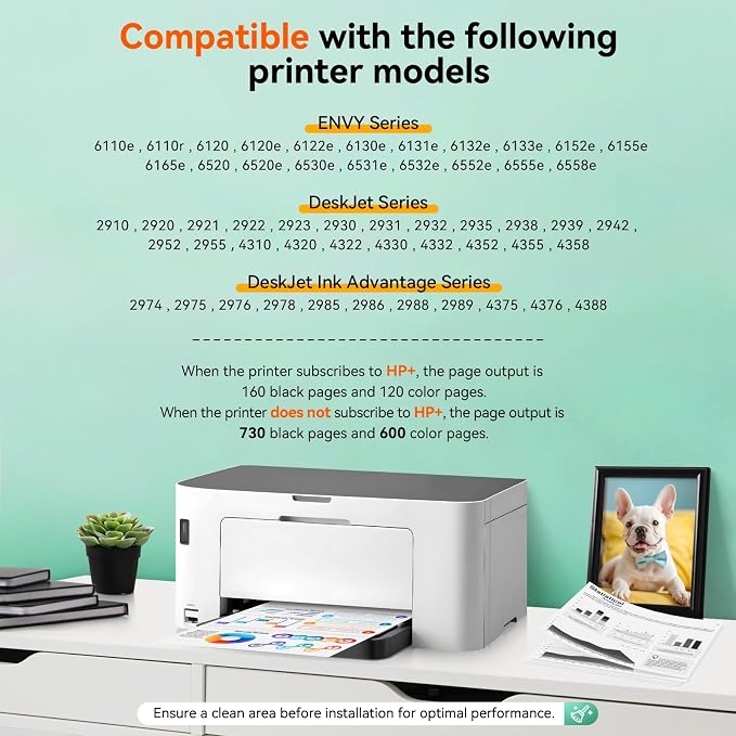 68XL 68e 68 Ink Cartridges Compatible for HP 68 Ink Cartridges Black/Color Combo Pack Replacement for HP Ink 68 Used for HP Envy 6155e 6555e 6152e 6552e 6558e Printer(1 Black,1 Color)