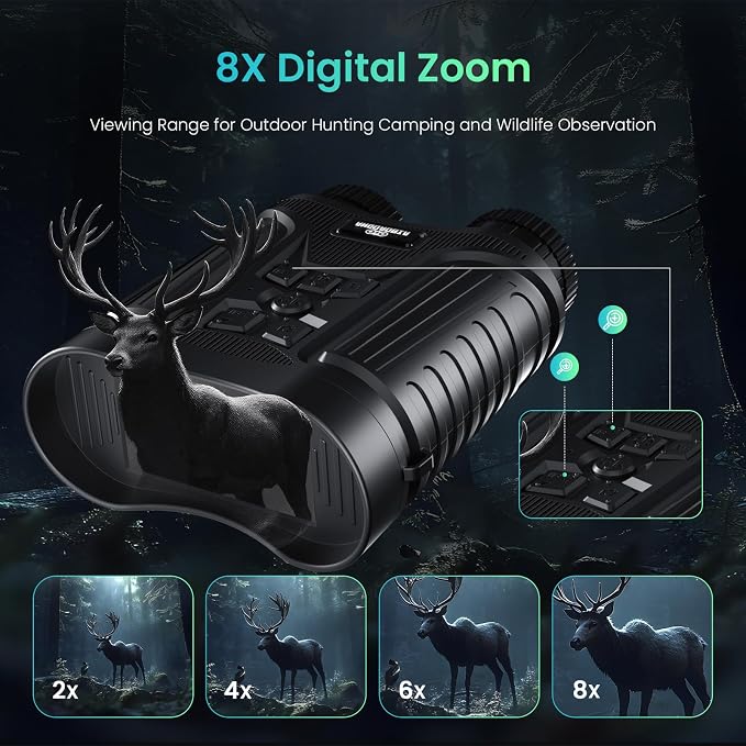 Night Vision Goggles, 4K Night Vision Binoculars for Adults, 3'' HD Screen & 8X Digital Zoom External Flashlight, 2000FT Viewing Range for Outdoor Camping