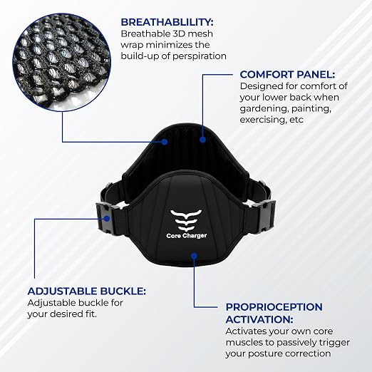Training Belt for Natural Posture Positioning & Core Engagement | Move, Lift & Live Stronger (M/L)