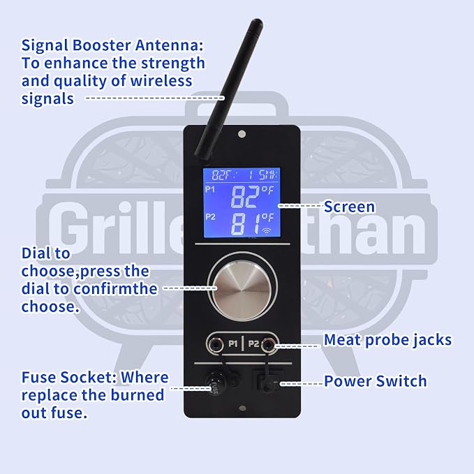 WiFi Replacement PID Controller for Camp Chef Gen 2 Pellet Grills - Compatible with PG24-82, SG24, XT24, DLX, Woodwind Classic - App Control, Dual Meat Probes & Adjustable Smoke Setting