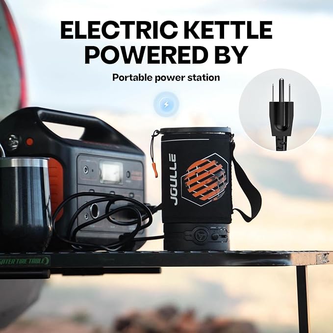 Stoke Voltaics Electric French Press Coffee Maker, 120V Boil Water & Press Coffee 2-in-1, Portable Design for Camping, Travel, 6 Minute Brew Ready