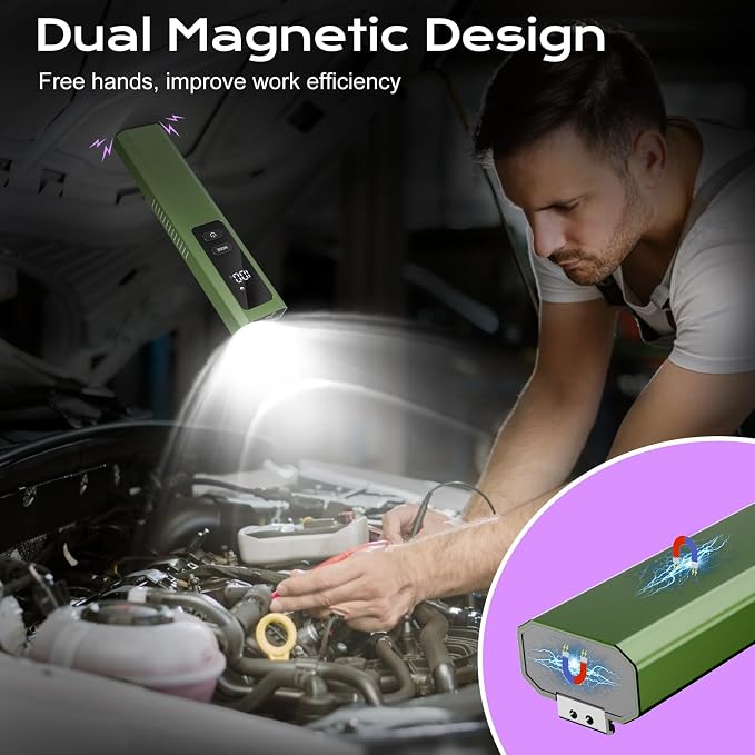 EDC Flashlight 4 in 1 Pocket Magnetic Slim Flat Flashlight High Lumens Work Light with Green Beam & UV Light & Warning Light Combo EDC Rechargeable LT-010 (Green Color)