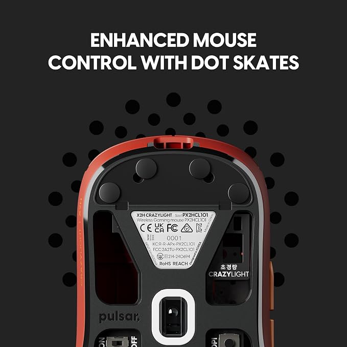 Pulsar Gaming Gears X2H Crazylight Wireless Gaming Mouse, Ultra Lightweight 1.51 oz (43g), Optical Switch, 32000 DPI, 750 IPS, XS-1 Sensor, 8k Compatible (Medium, Wildscape Volcano)