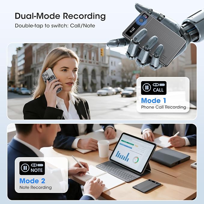 Alotwan AI Voice Recorder - AI Note Taking Device with Transcribe & Summarize, Support 118 Languages, 64GB APP Control, AI Noise Cancellation, Clear Audio Recorder for Lectures, Meetings, Calls